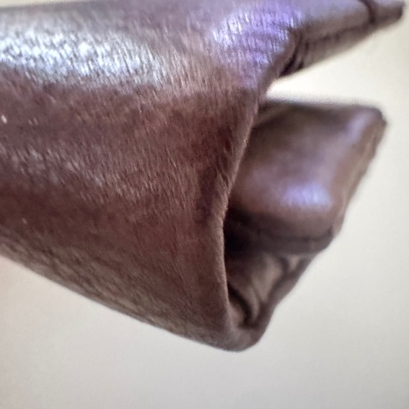 LETEULO Brown‎ Leather Wallet Clutch Snap Closure Zip Around preloved 7.5x3.75 - Picture 12 of 13